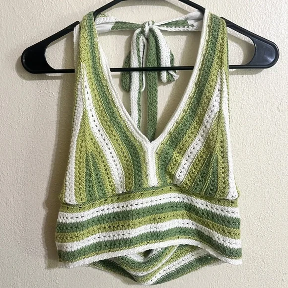 Hollister Tops Hollister Crochet Halter Tie Top With Lining